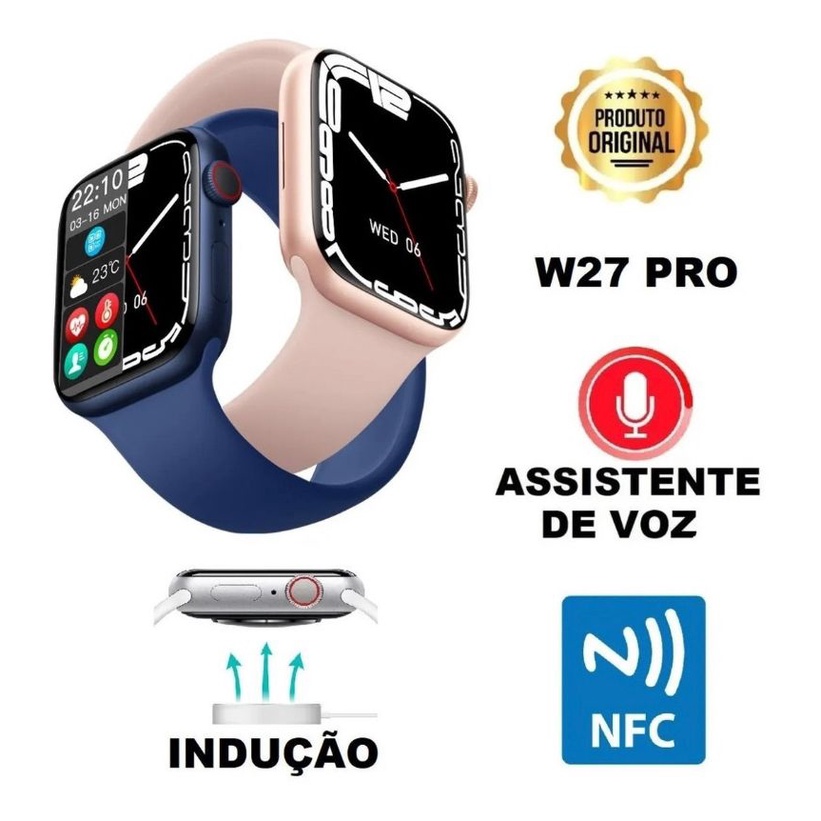 Relógio Smartwatch IWO W27 PRO Original 44mm + Brinde Pronta Entrega Modelo  2022 | Shopee Brasil