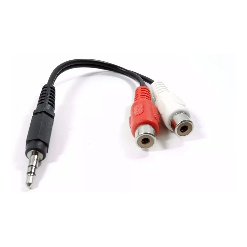 Cabo Adaptador P2 Macho 3,5mm X Rca Fêmea - Original Curto - Audio R L Conversor