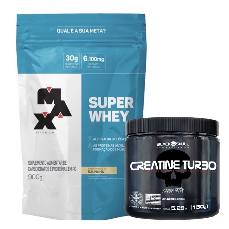 Super Whey Concentrado 900g + Creatina Turbo 150g - Ganho de Massa