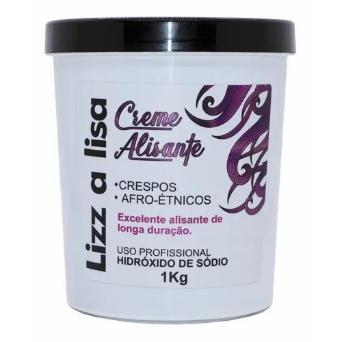 creme alisante relaxamento de cabelo profissional alisa e tinge de preto lizz a lisa 1 kg