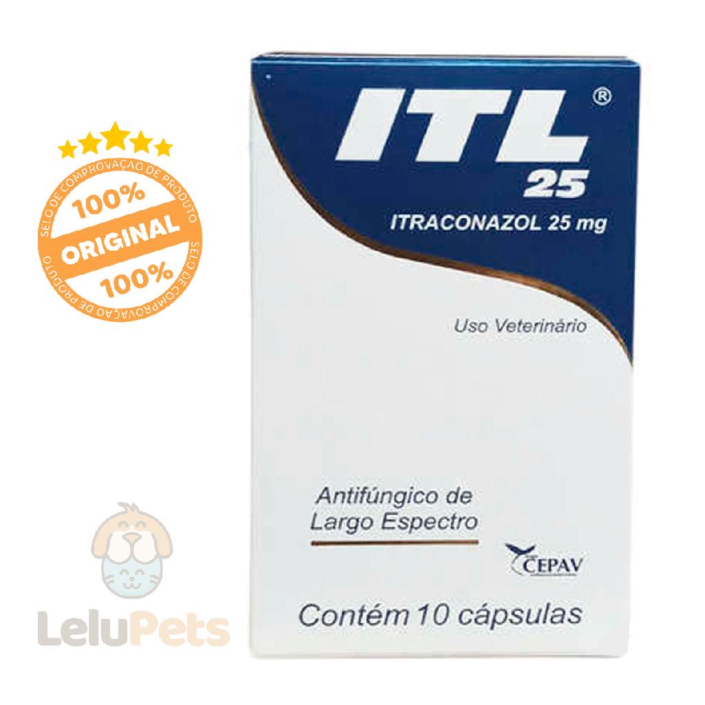 Antifúngico para Cães e Gatos ITL 25 mg 10 Cápsulas Cepav em Oferta na Shopee