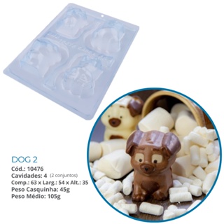 Forma bwb DOG 2 105g petshop cachorro especial com silicone 3 partes para chocolate Cód. 10476 em Oferta na Shopee