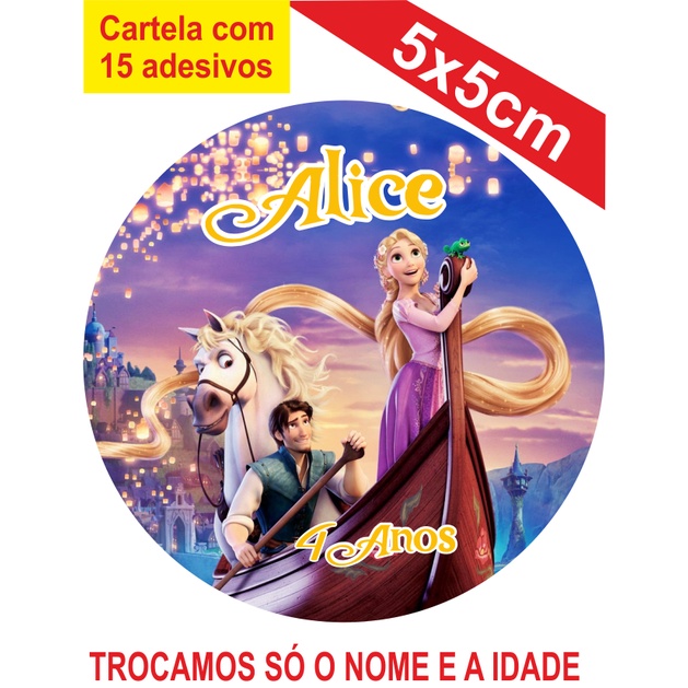 Adesivos Rapunzel Enrolados Personalizados 5x5cm Festa Aniversário Lembrancinha