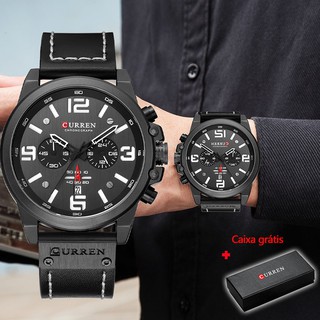 CURREN Men Watches Top Brand Fashion Luxury Quartz Leather Military Waterproof 8314 em Oferta na Shopee