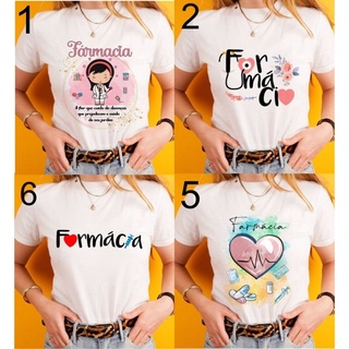 camisetas brancas baby look profissão farmácia, farmacêutica lindas.