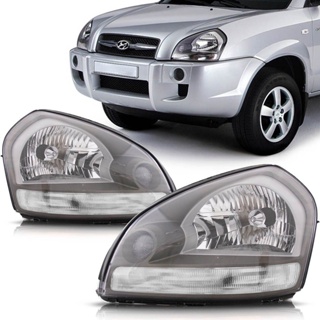 Farol Tucson 04 05 06 07 08 09 2010 2011 2012 2013 2014 2015 2016 2017 Mascara Cinza Pisca Cromado em Oferta na Shopee