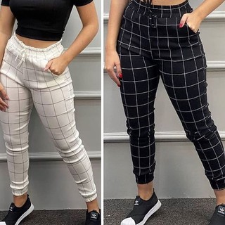 calça jogger feminina xadrez