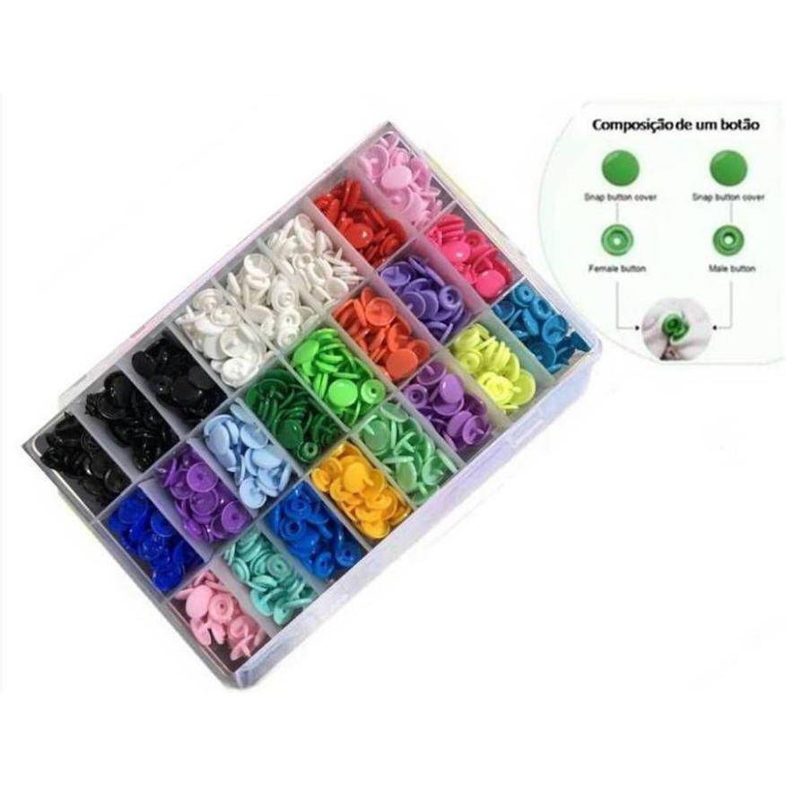 kit com 360 Botões Coloridos com CASE Botão Pressão Plástico N12 em Oferta na Shopee