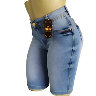 Bermuda Feminina Ciclista Jeans Lycra Ate O Joelho em Oferta na Shopee
