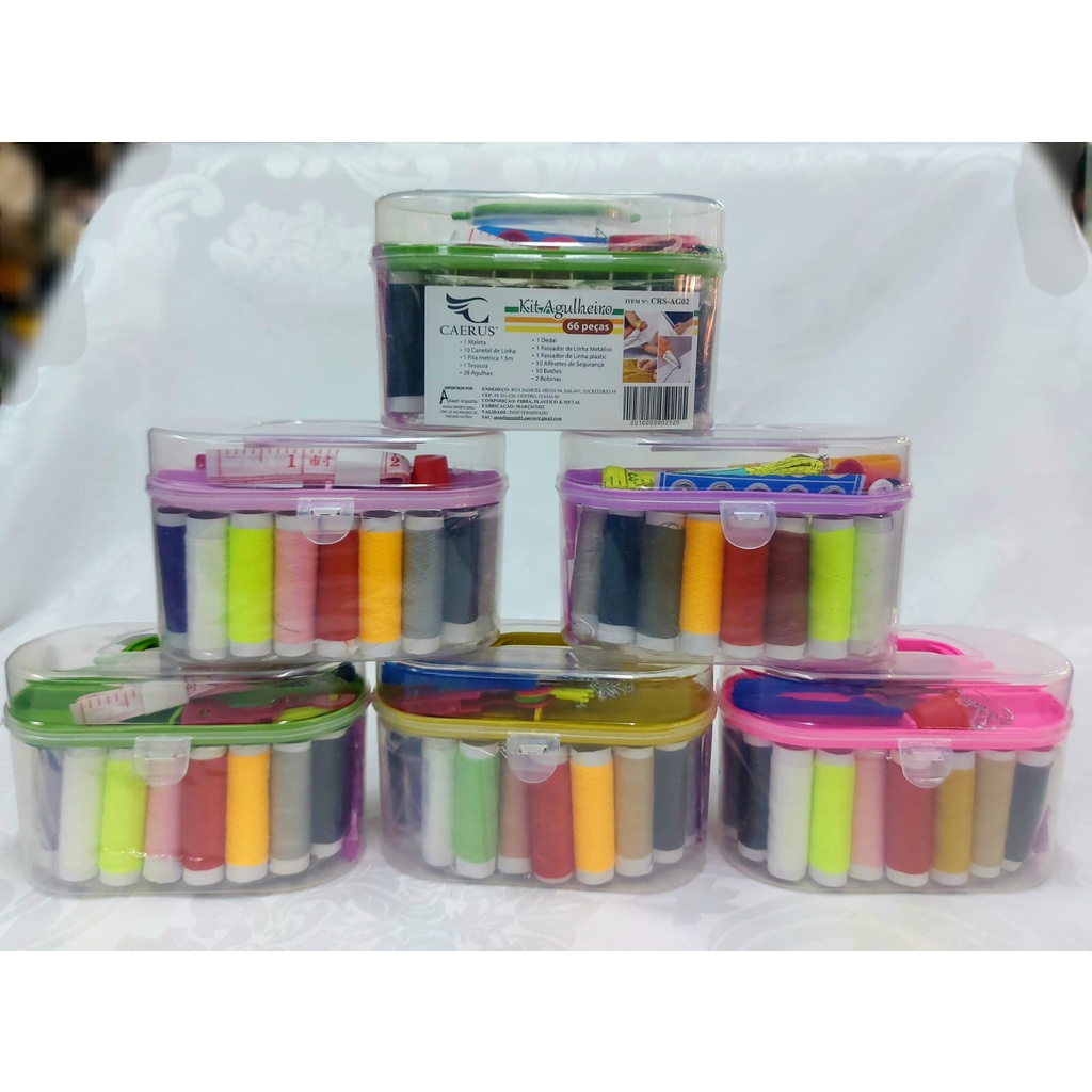 Kit Costura Viagem Maleta Tesoura Linha Acessórios 66 peças