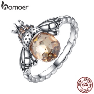 Anel Bamoer 925 Prata Fashion Insect Bee Pattren Jóias Para Mulheres Presentes