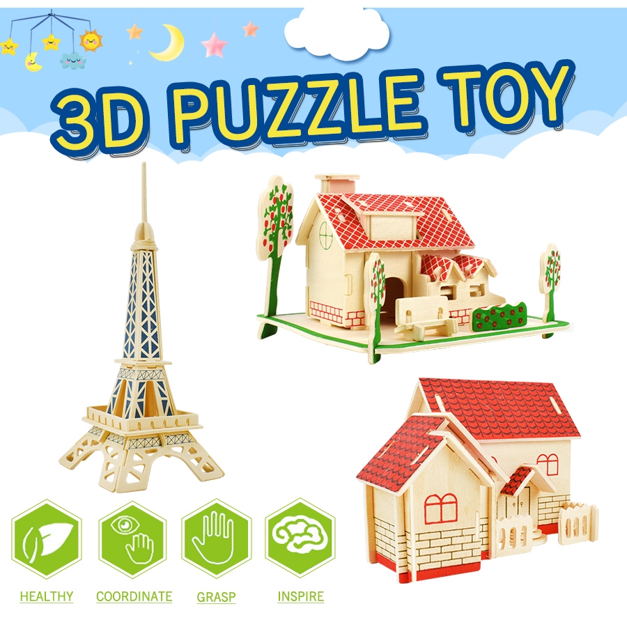 Torre Eiffel Quebra-Cabeça De Madeira Brinquedos 3D Para Crianças