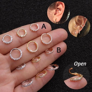 Piercing cravejado zirconia septo tragus hélice nariz orelha cartilagem piercing argola torção prateado dourado (unidade)