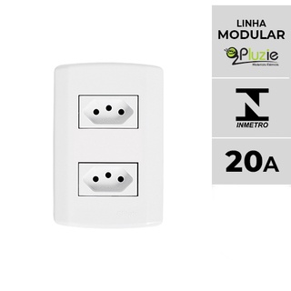 Tomada dupla 20A 2P+T 250V 4x2 Pluzie Pluzi Modular