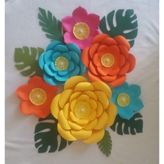 6 flores de papel dupla face Coloridas - Decoração de Painel | Shopee Brasil