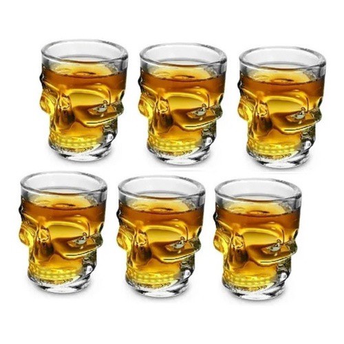 Kit 6 Copinho Caveira Bar Churrasqueira Vodka Whisky Cachaca