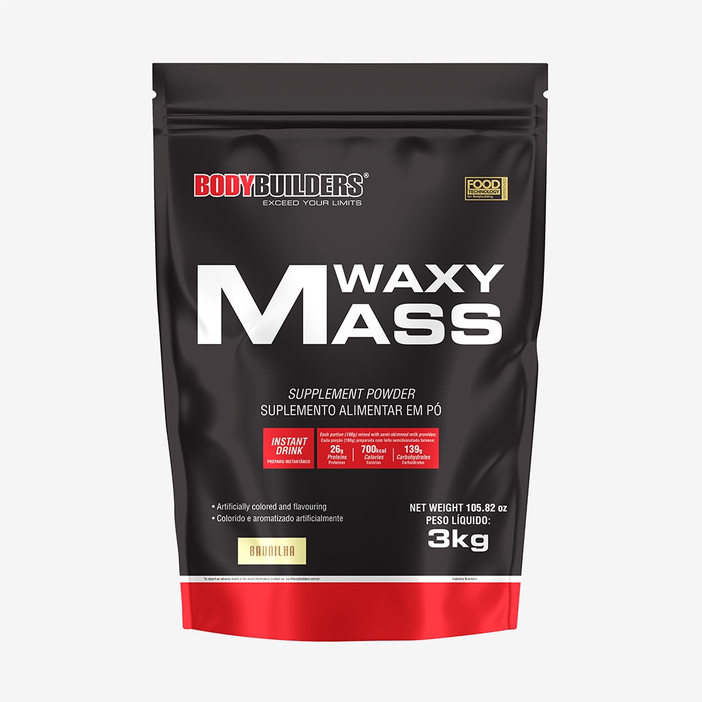 Hipercalórico Waxy Mass 3kg (Refil) – Bodybuilders Suplemento Hipercalórico para ganho de massa muscular - massa