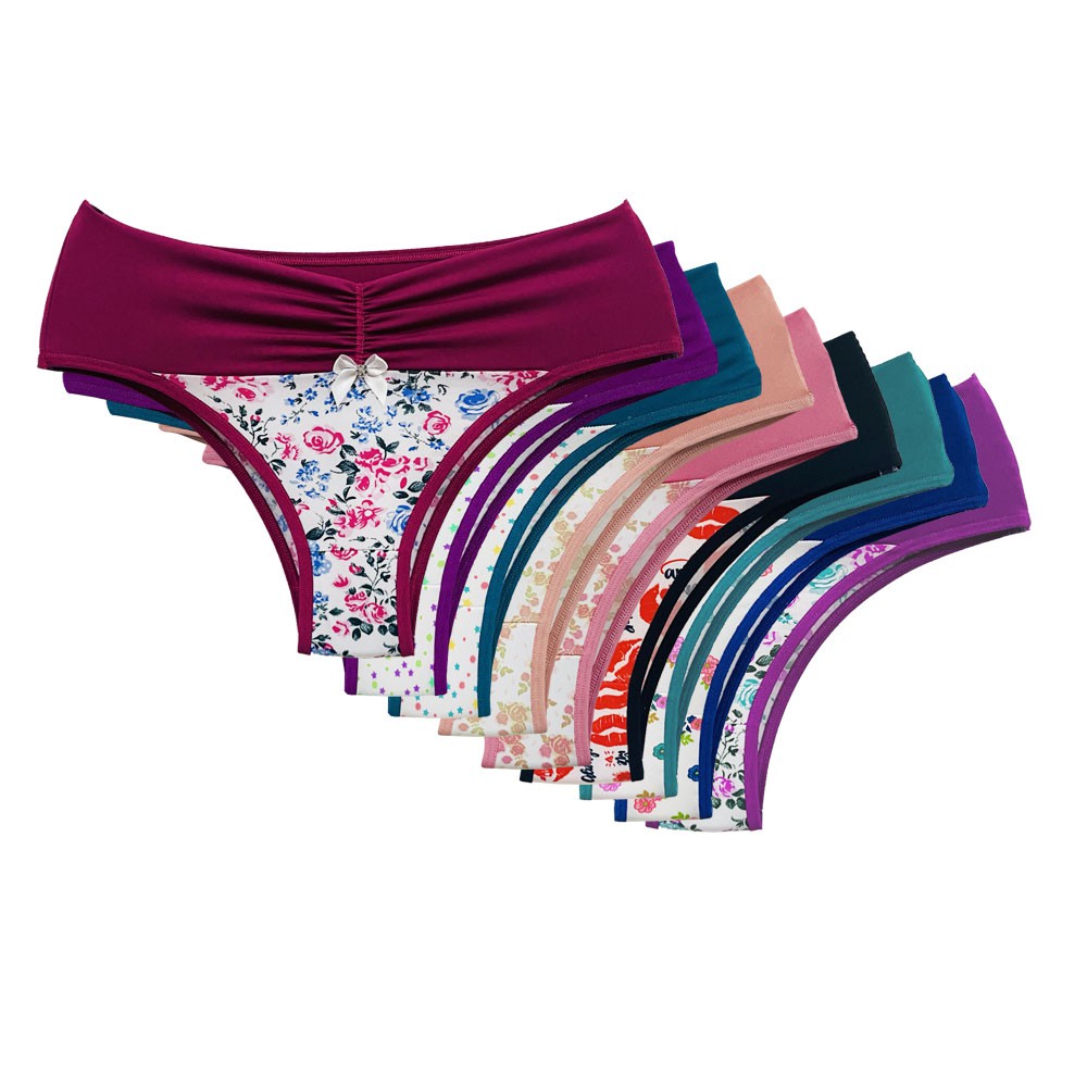 Kit 10 Calcinhas Cós Alto Plus Size Microfibra Com Detalhe Cós Largo Preço de Ultra Confortável em Oferta na Shopee