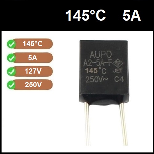 1 Fusível Térmico 5A 145 Graus 145C 145°C 250V
