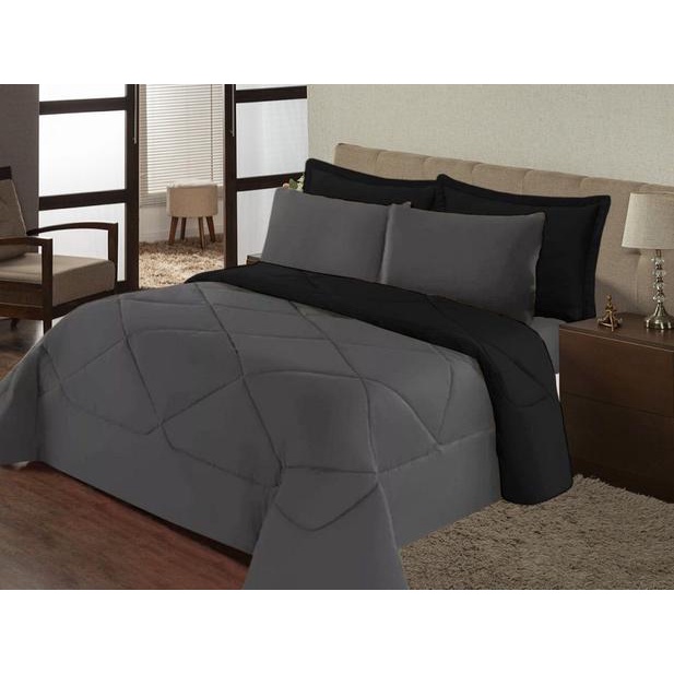 Kit Ternura Casal 6 Peças Cinza Preto Pronta Entrega Promoção