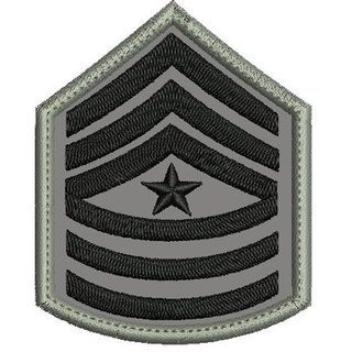 Patch bordado 8x6,3 cm Divisa Primeiro Sargento preto e branco com ou sem carrapicho ou termocolante