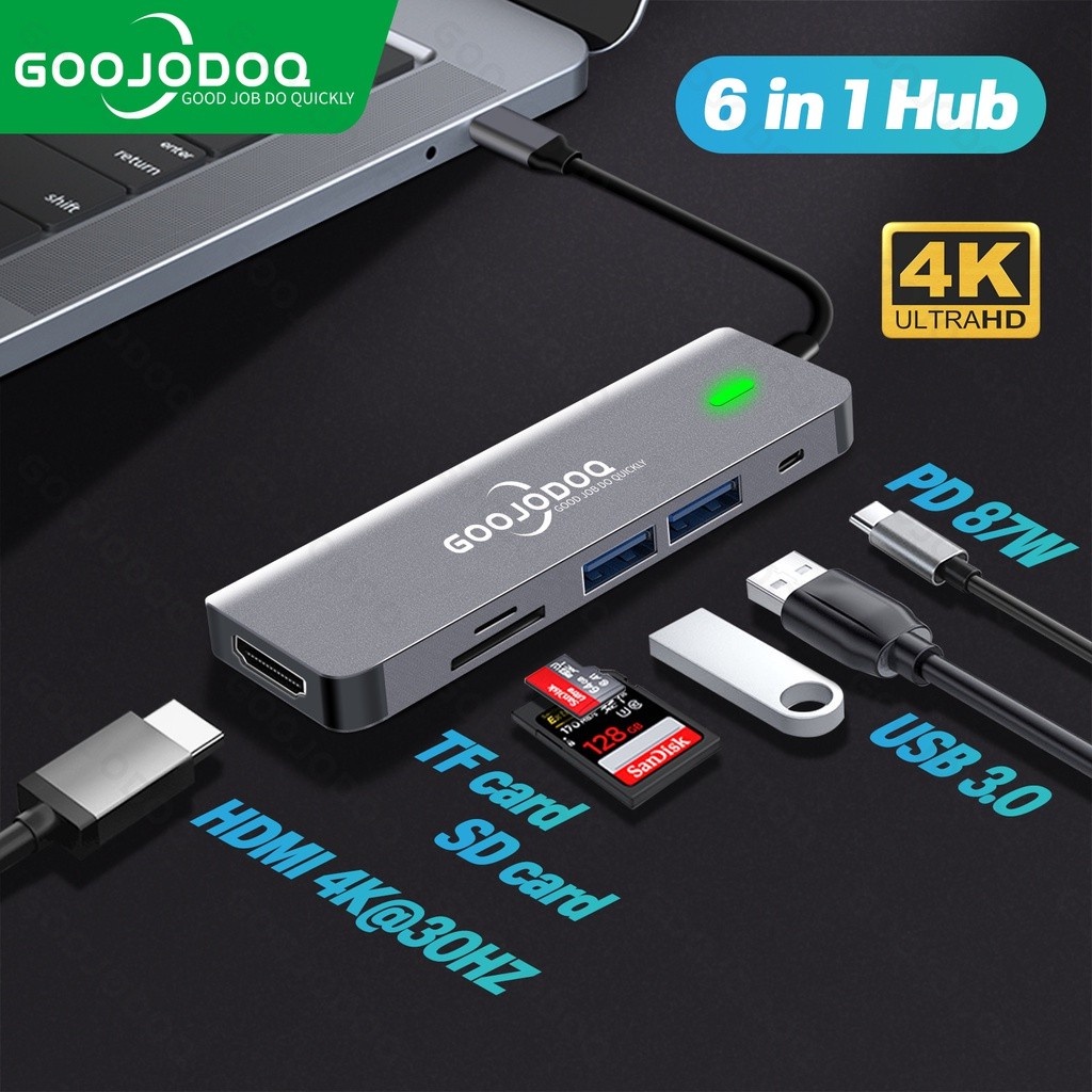 Goojodoq 6 Em 1 Usb Tipo C Hub Adaptador Leitor De Carrinho O Hdmi Usb C Parágrafo Usb 3.0 Para Macbook Pro