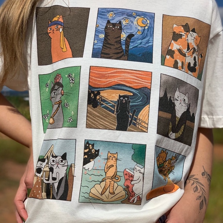 Camiseta Galeria dos Gatos - Off White em Oferta na Shopee