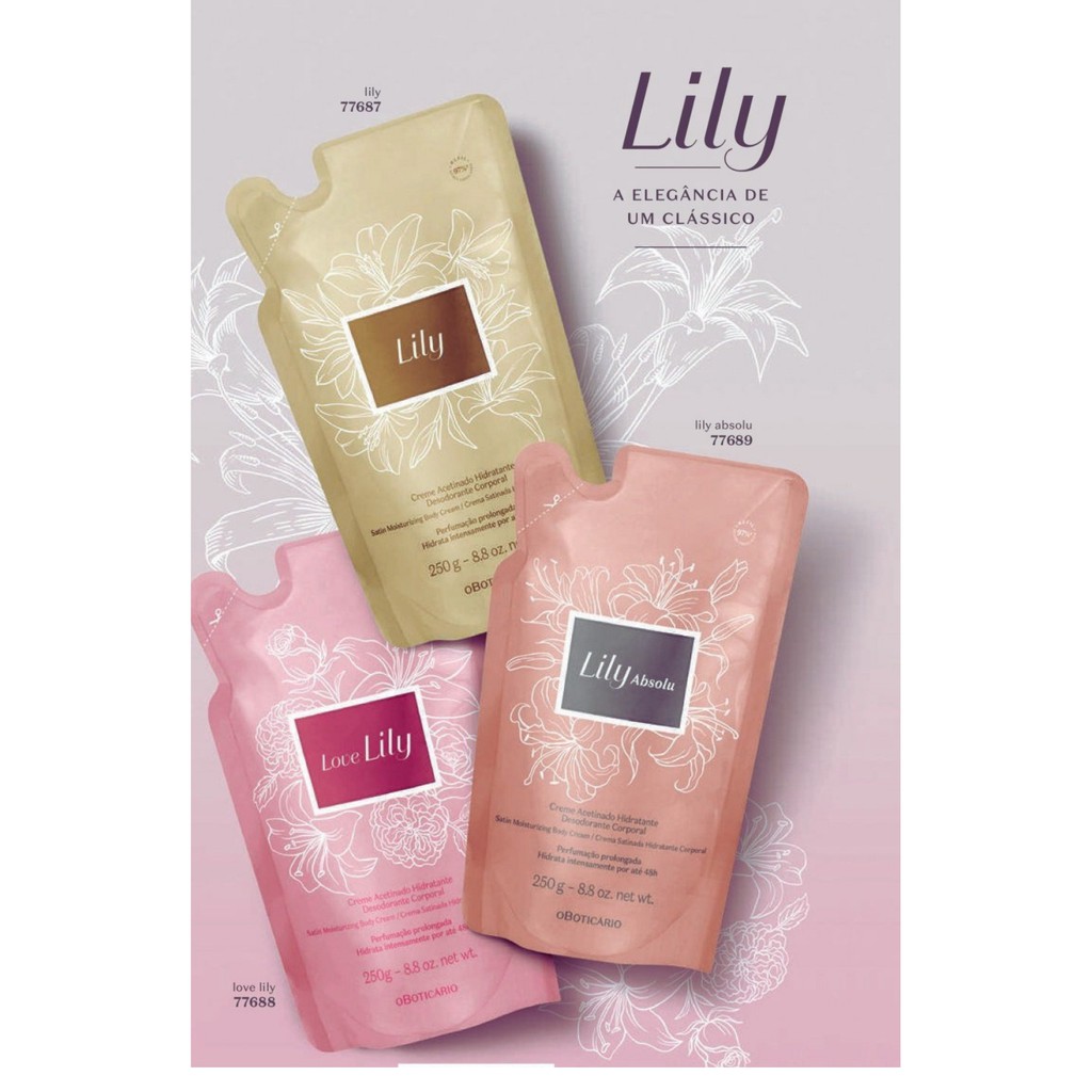 Refil Creme Acetinado Desodorante Hidratante Corporal Lily 250g A Sua ...