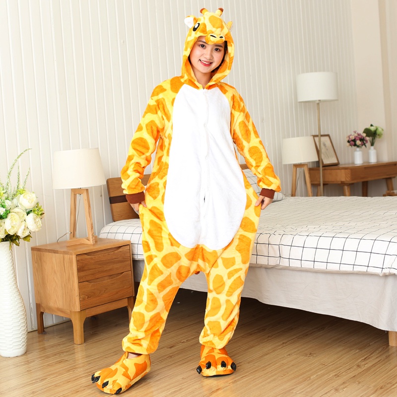 Kigurumi Girafa Pijama Feminino Animal Trajes Cosplay Mulheres One Piece Macacão Onesies Noite Sleepwear Homewear em Oferta na Shopee