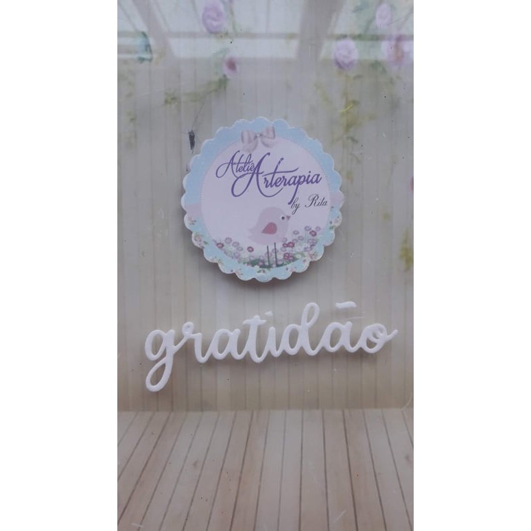 35 Apliques Palavra GRATIDÃO de 8x2cm e 6x2cm em EVA liso para Decoração de Bolo Fake Capas de Caderno