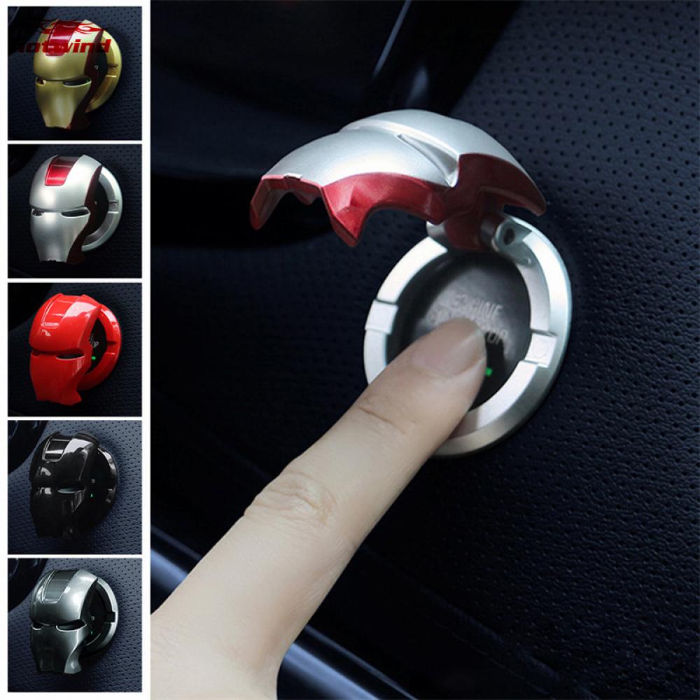 Car Interior Engine Ignition Start Stop Button Protective Cover Iron Man Decoration Sticker
