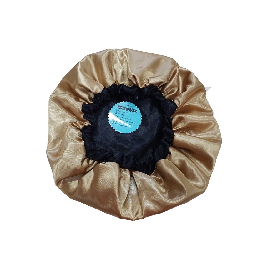 Touca de Cetim Anti Frizz - Camada Dupla com Elástico Regulador - Ouro Envelhecido