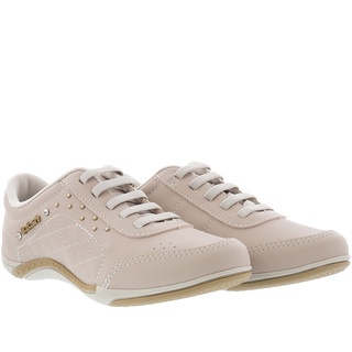 Tênis Kolosh Sport Style Detalhe Strass Pespontos Bege