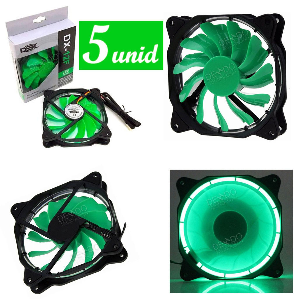 5 Un Cooler Fan Led 120x120x25 12cm 120mm Gabinete Ventoinha Vermelho Azul Verde e Branco