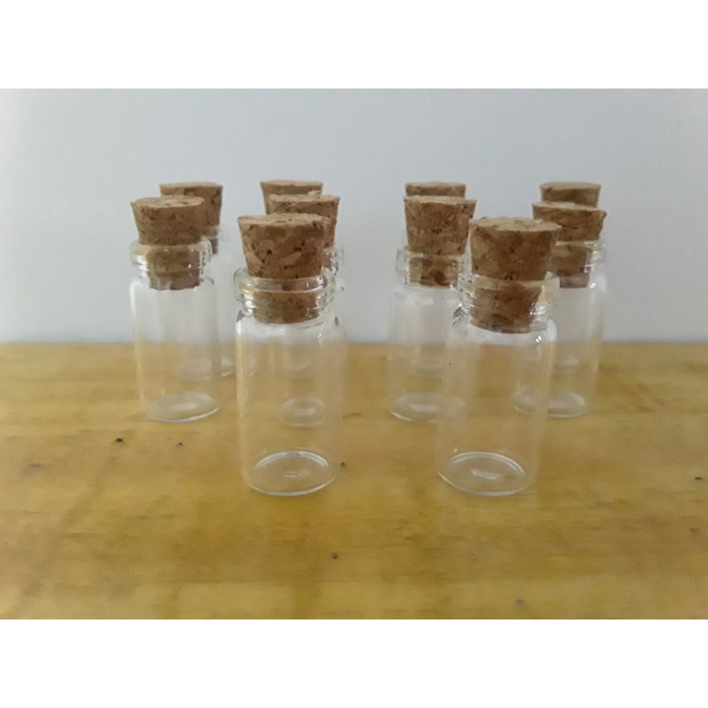 50 frascos Vidro Penicilina com rolha 1 ml - Pingente/ Colar