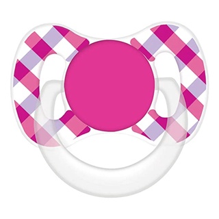 Chupeta Bico de Silicone Funny Xadrez 6m+ Rosa - Lillo