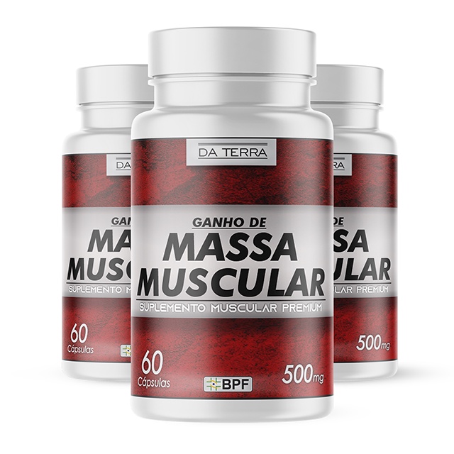 3 Potes - Combo Ganho De Massa Muscular - Clorela + Albumina + Chia Em Cápsulas 500 Mg.