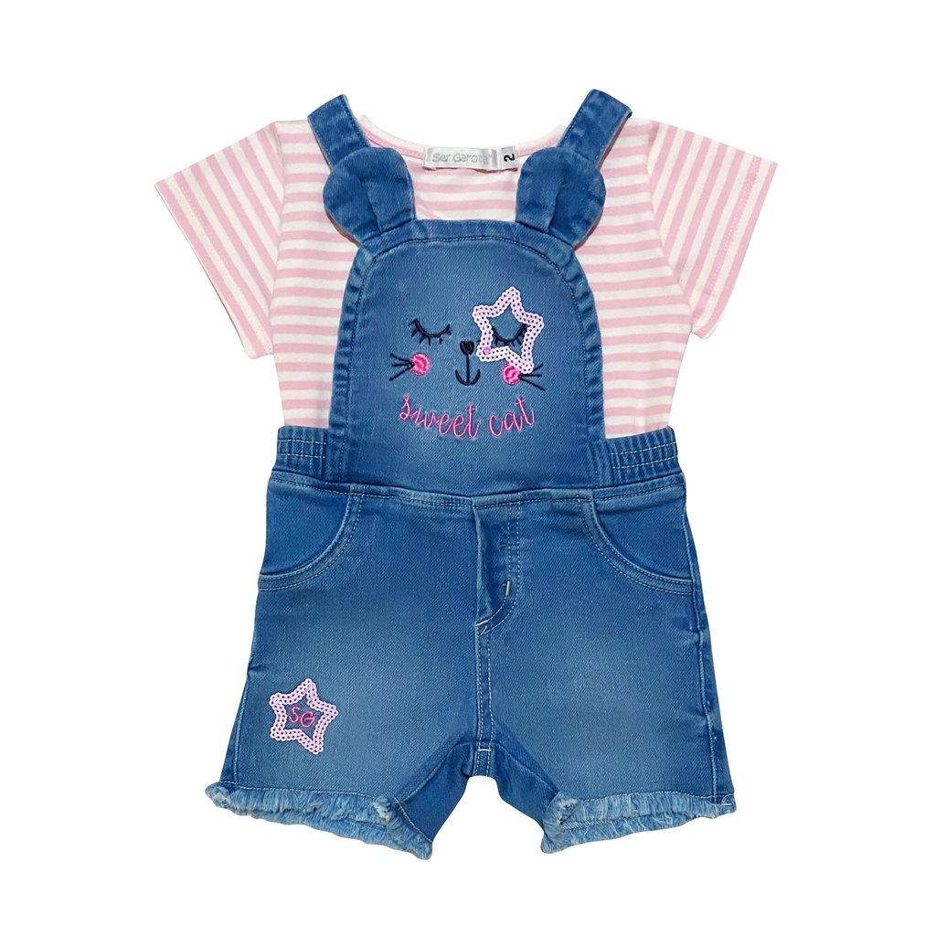 Jardineira Jeans Bebe Feminino Ser Garota R 5926 Shopee Brasil