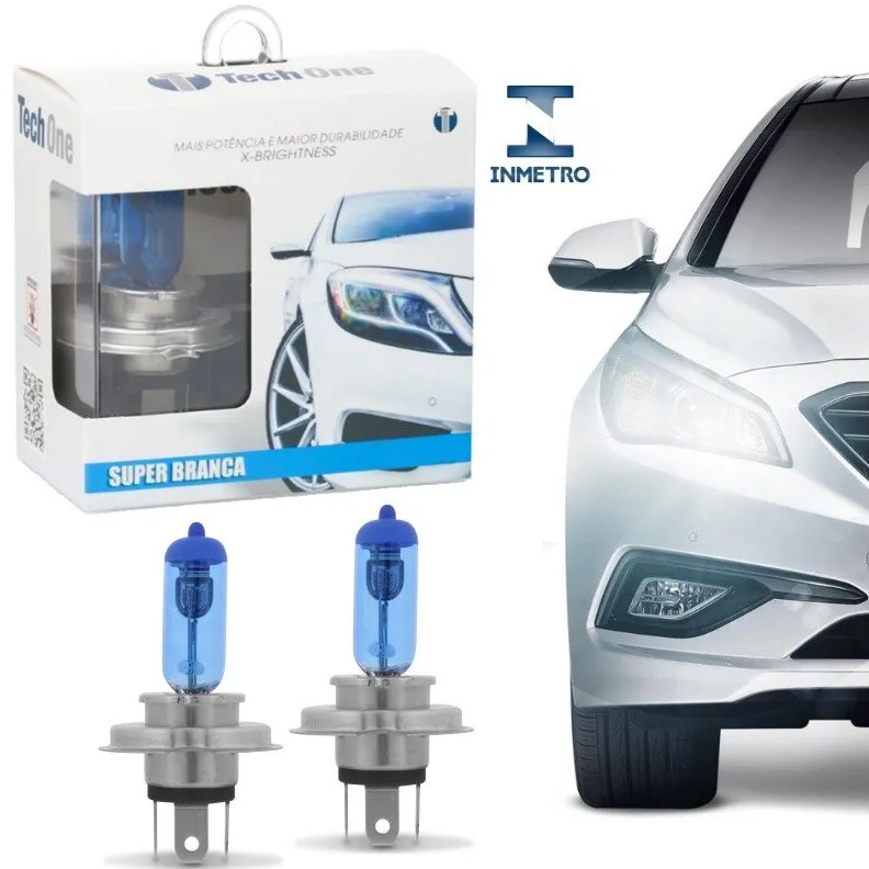 Par Lampada Super Branca H4 8500k Tipo Xenon 12v 55w Techone em Oferta na Shopee