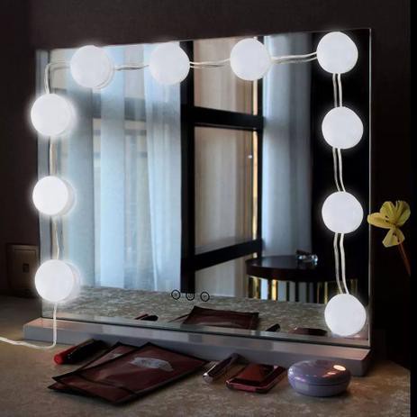 Kit 10 Lâmpadas Led Camarim decoração quarto Parede Auto-Colante Maquiagem Luzes De Espelho Usb 3 Tonalidades penteadeira