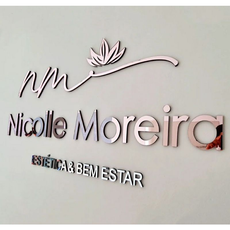 Logomarca MDF laminado para parede. Acabamento brilhante.