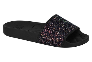 Chinelo Feminino Slide de Glitter Moleca Original Rasteirinha Preto Rosa Par 5414.107