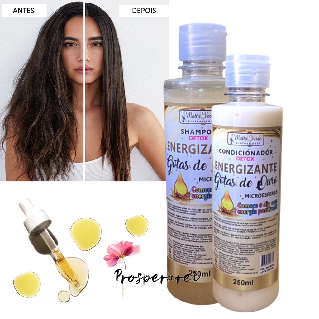 Matto Verde Shampoo+ Condicionador Gotas De Ouro Detox 250ml Cada