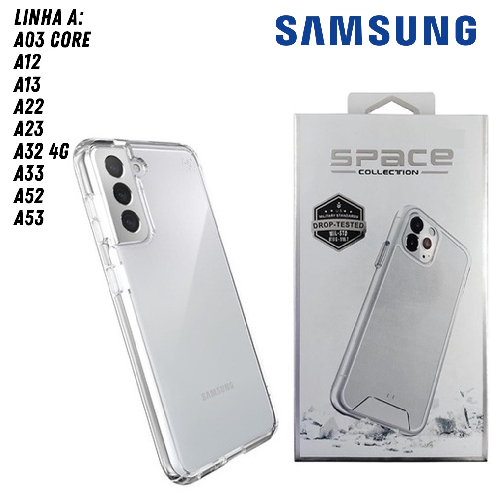 Case Capa Space Collection Samsung Galaxy Linha A A73 A72 A53 A52 A33 A32 4G A23 A22 A13 A12 A03 CORE Original Clear