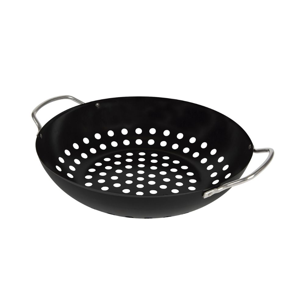 Frigideira Grill Grelhar Churrasqueira Panela Wok Antiaderente com Alça Churrasco Legumes