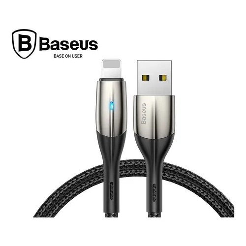 Cabo Lightning Baseus Horizontal Data Zinco Com Led 2.4a Carrega rapida