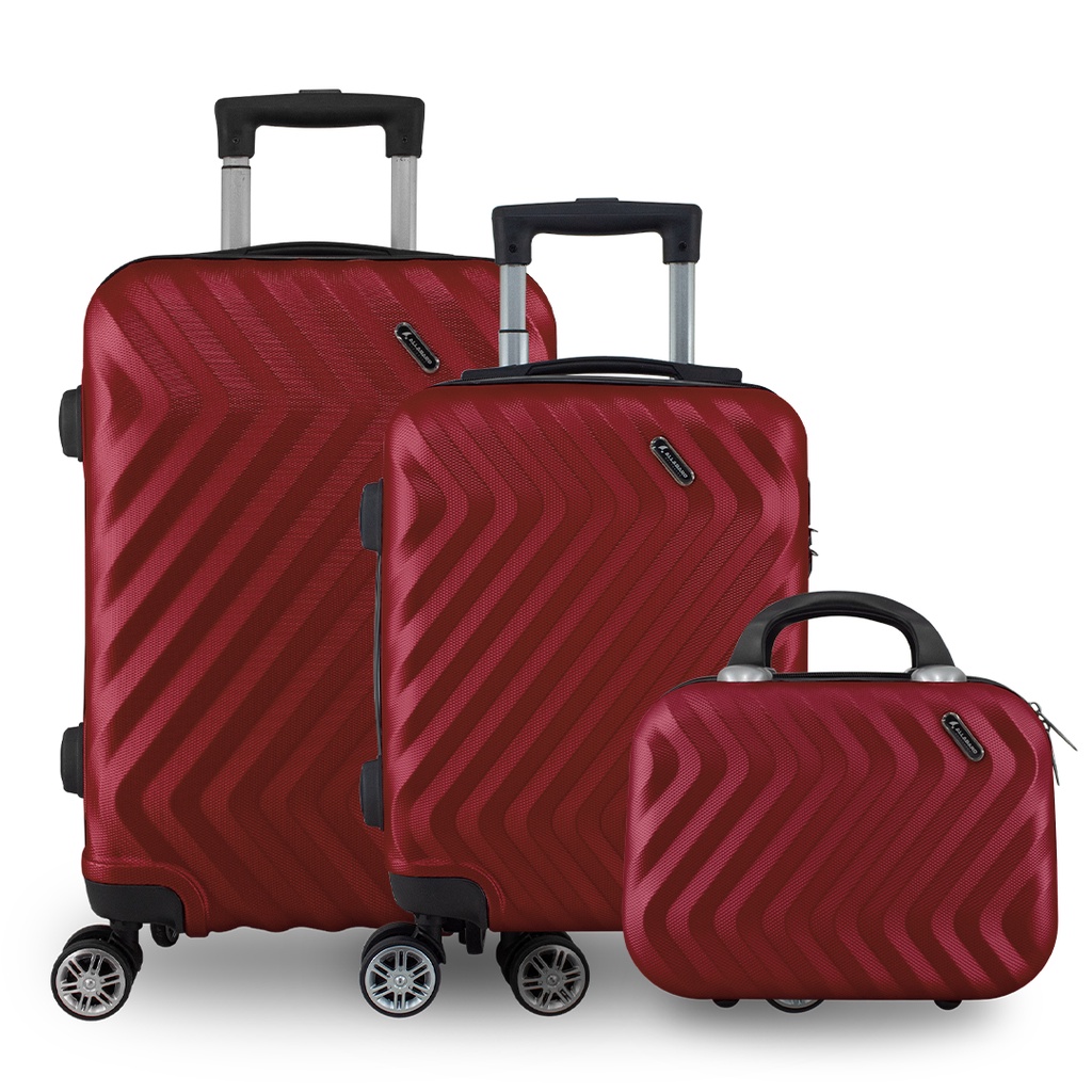 Kit Mala de Bordo 3 Peças | Bagagem Viagem Avião | Rodinhas 360 ABS