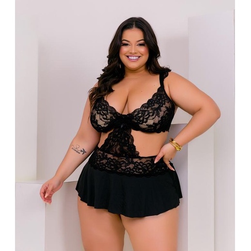 Camisola Plus Size Sexy De Renda Com Aro Shopee Brasil 0504