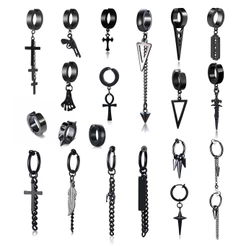 Vnox Novo Popular 1 Peça De Aço Inoxidável Clipe Ouvido Indolor Brincos Para Homens / Mulheres Do Punk Preto Não Piercing Brincos Falsi @ @ Ficados Jóias Presentes