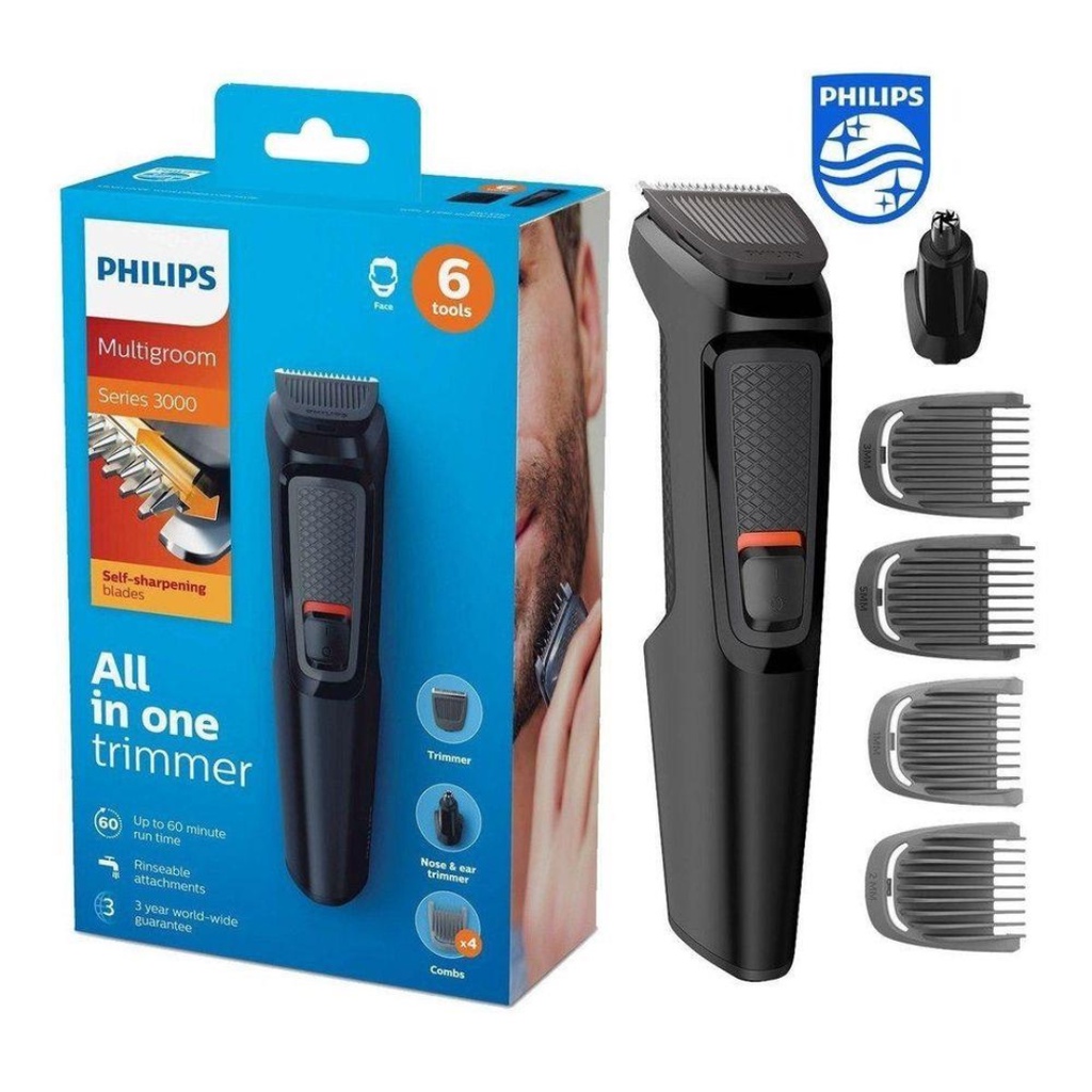 Barbeador Elétrico Philips Aparador de Pelos Multigroom 6 em1 Mg3711/15 Maquina De Barbear e Aparar Nariz Cabelo Orelha